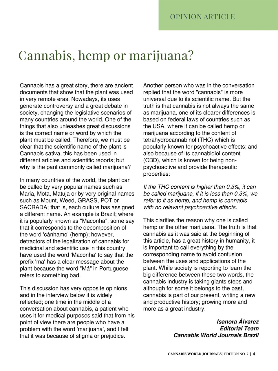 Cannabis World Journals Preview Pages