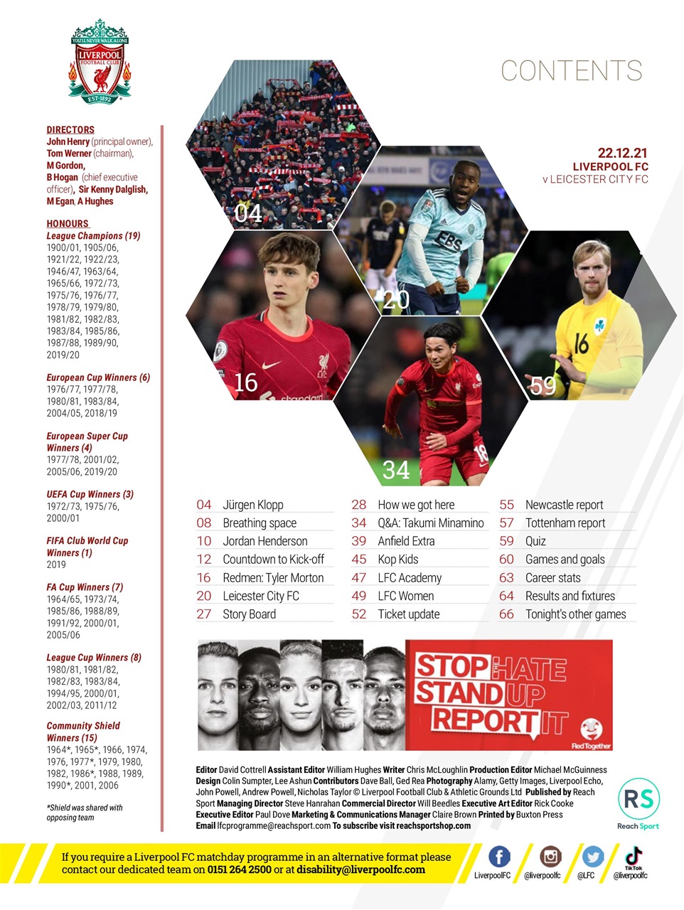 Liverpool FC Programmes Preview Pages
