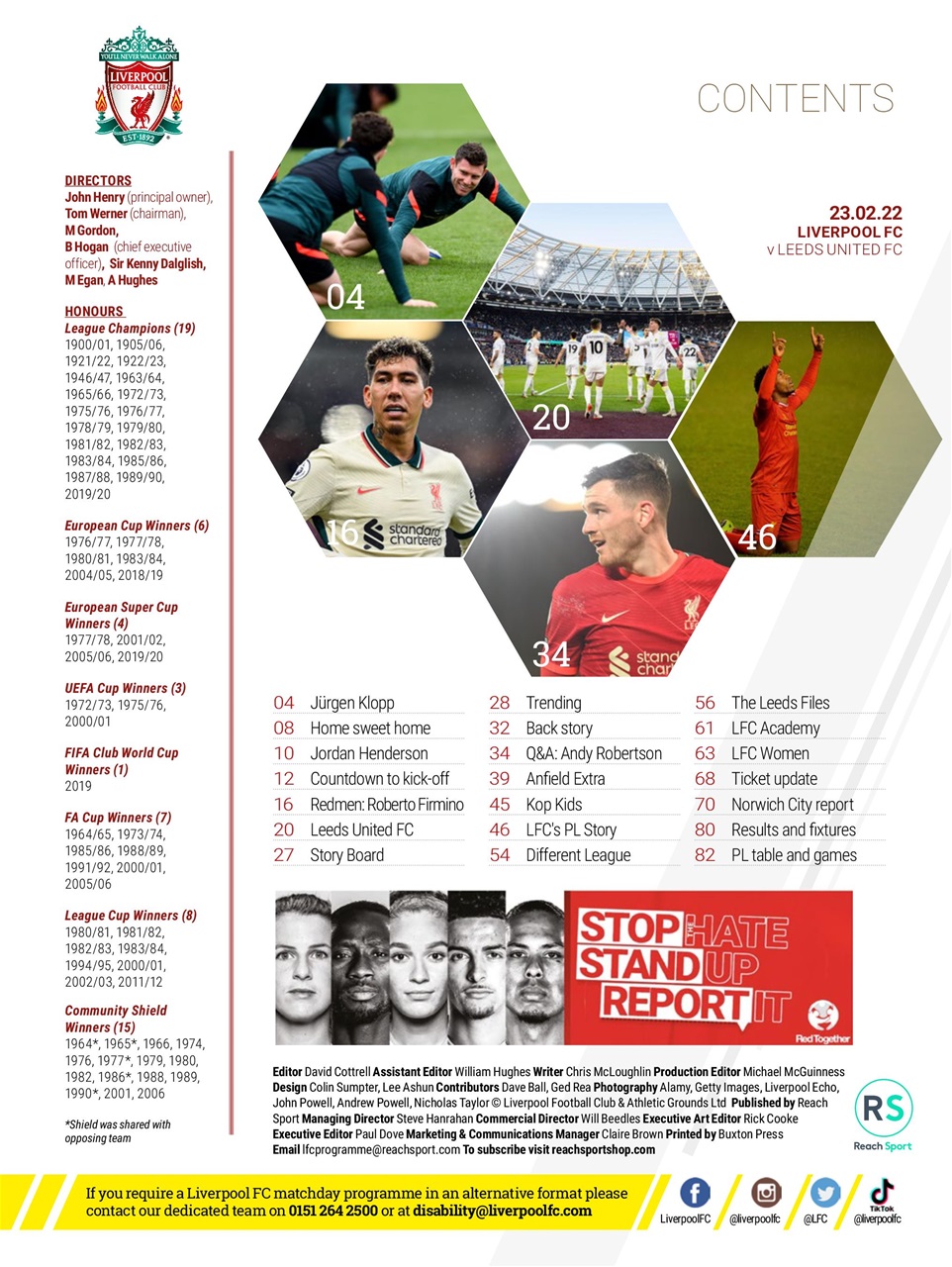 Liverpool FC Programmes Preview Pages