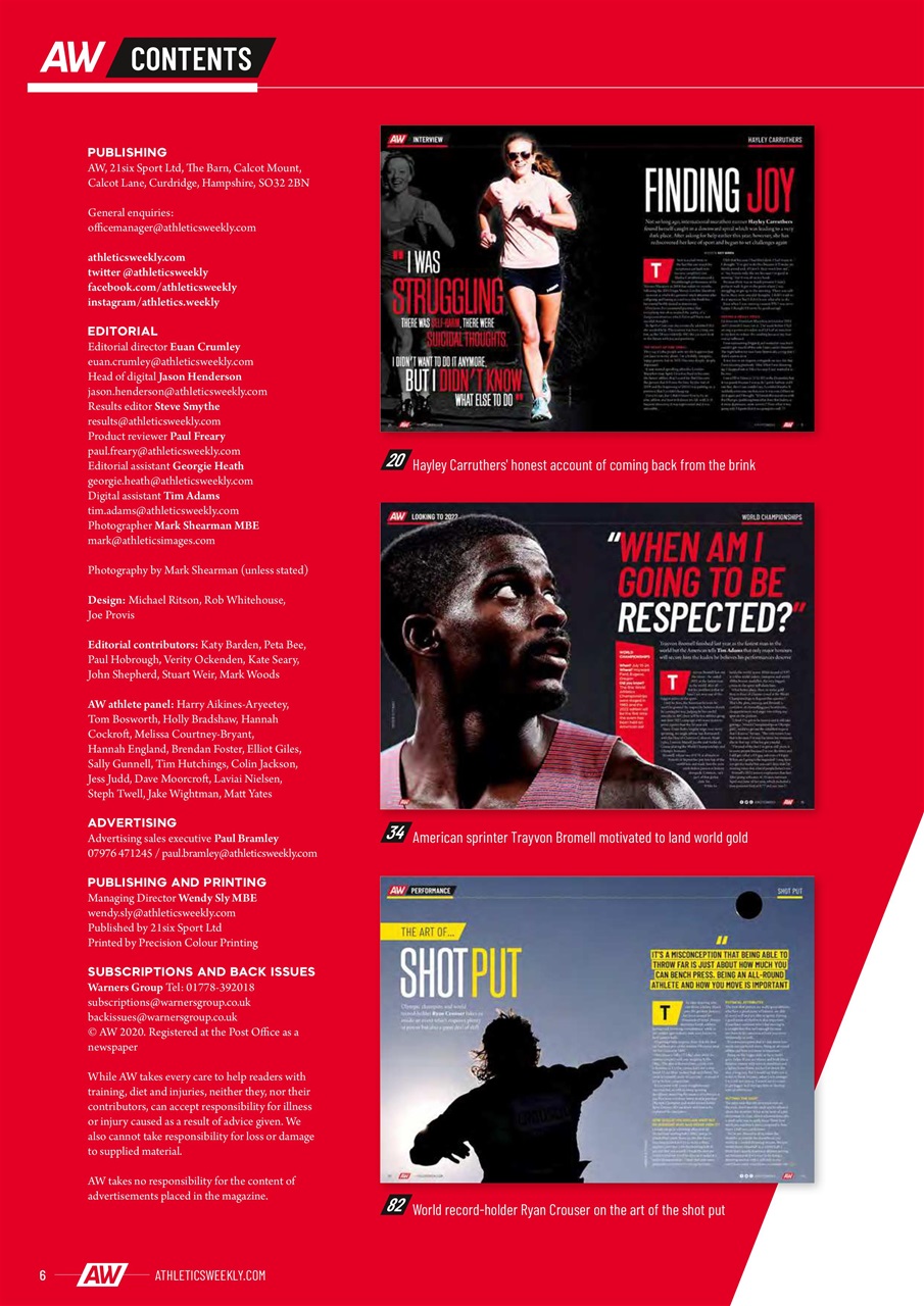 AW – Athletics Weekly Magazine Preview Pages