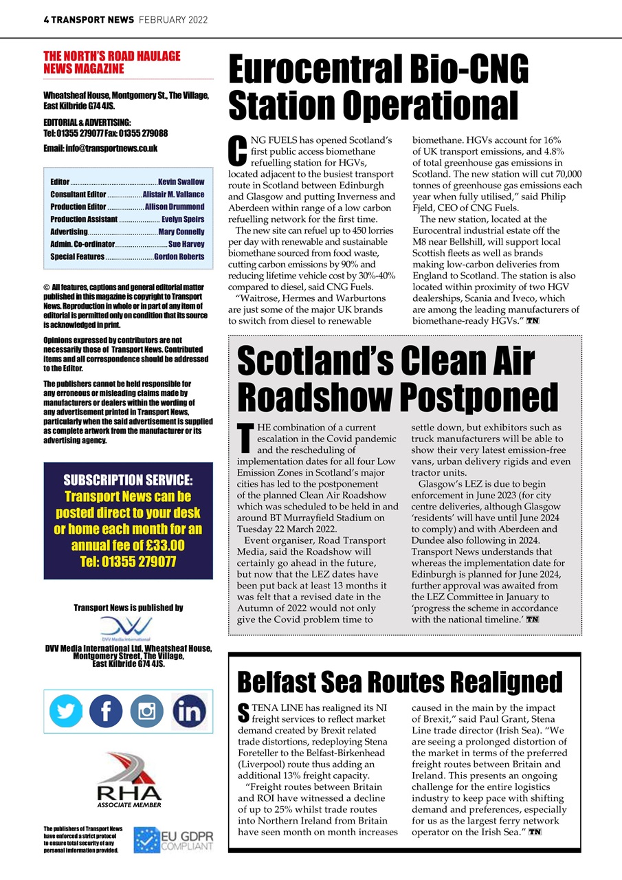 Transport News Preview Pages