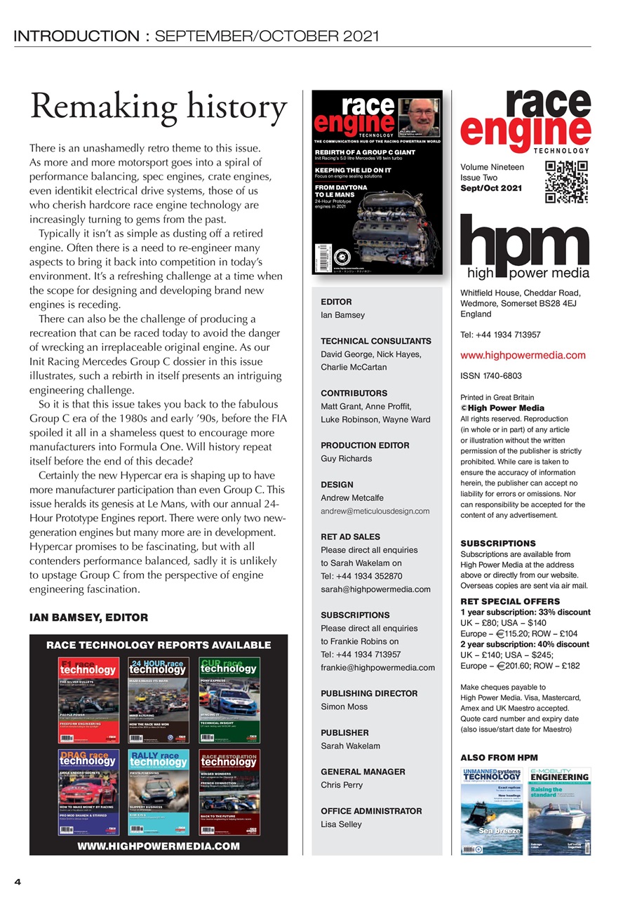 Race Engine Technology Preview Pages