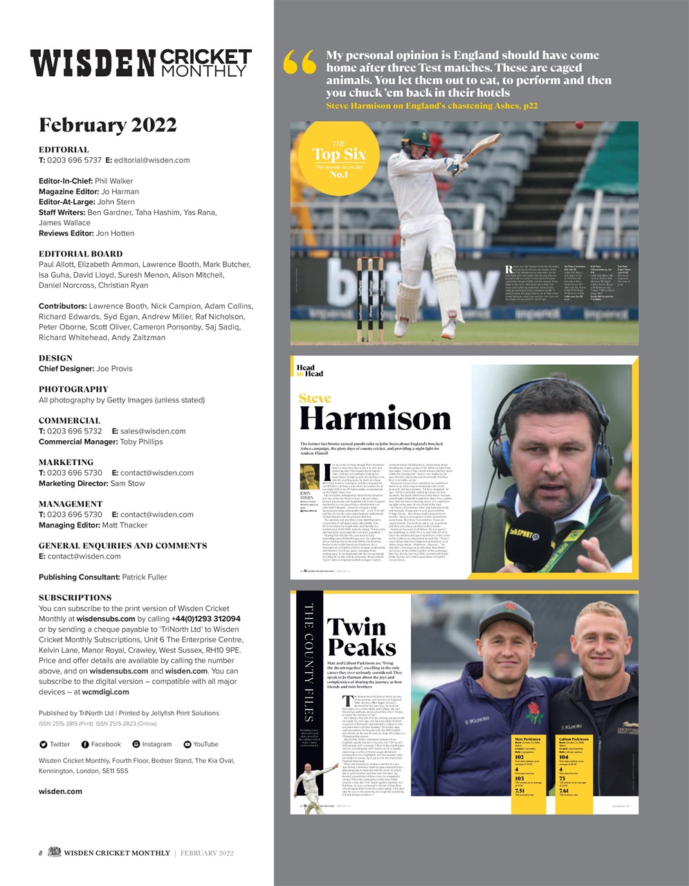 Wisden Cricket Monthly Preview Pages