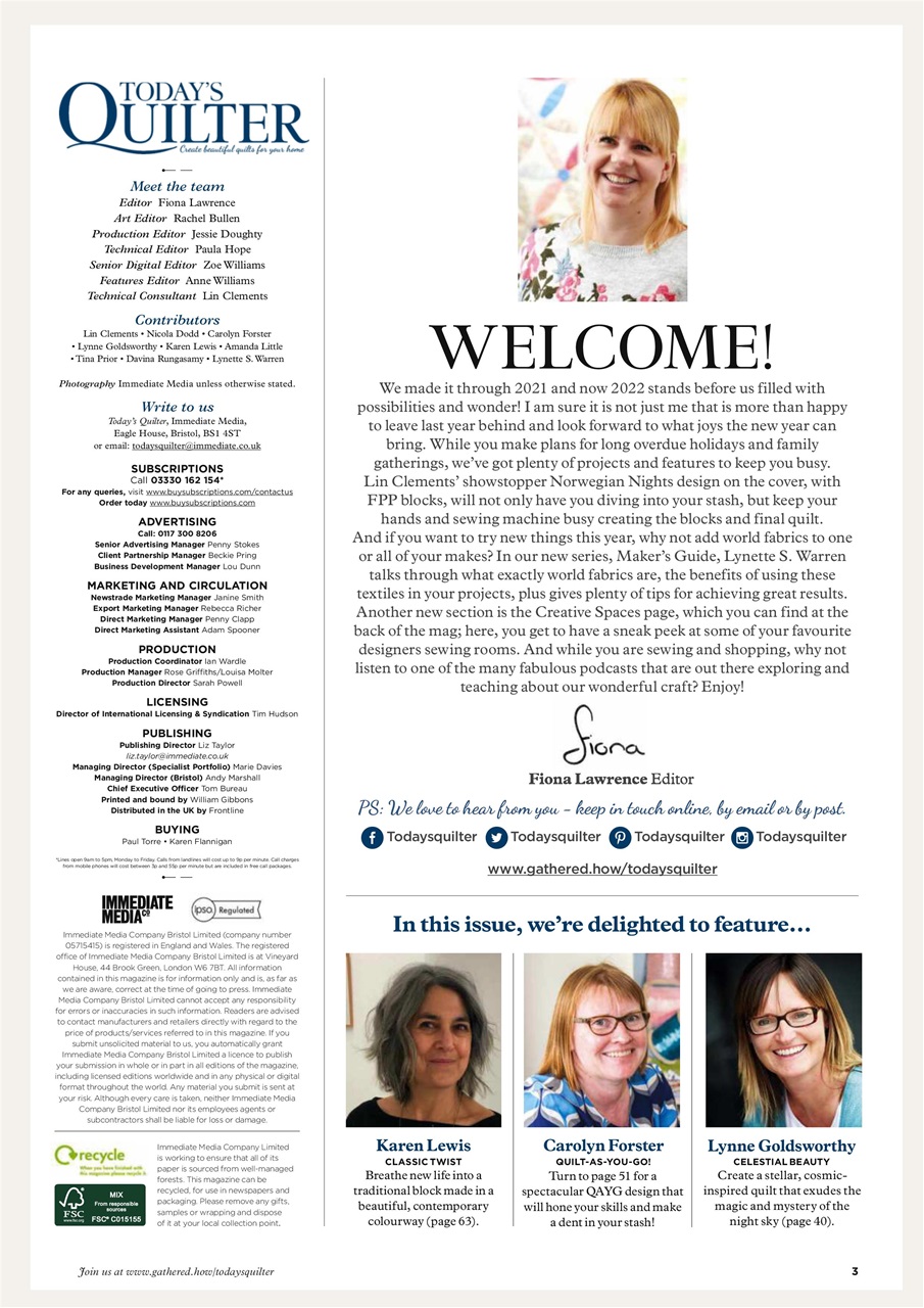 Today’s Quilter Preview Pages