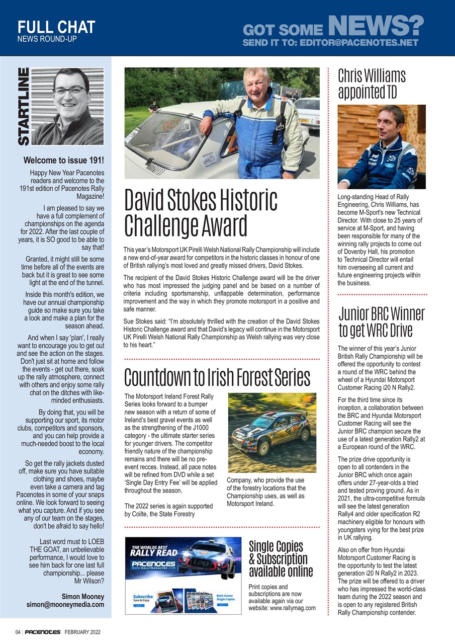 Pacenotes Rally magazine Preview Pages