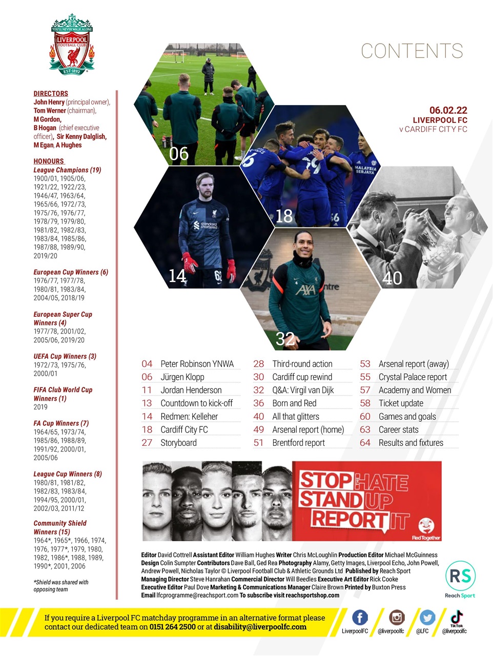 Liverpool FC Programmes Preview Pages