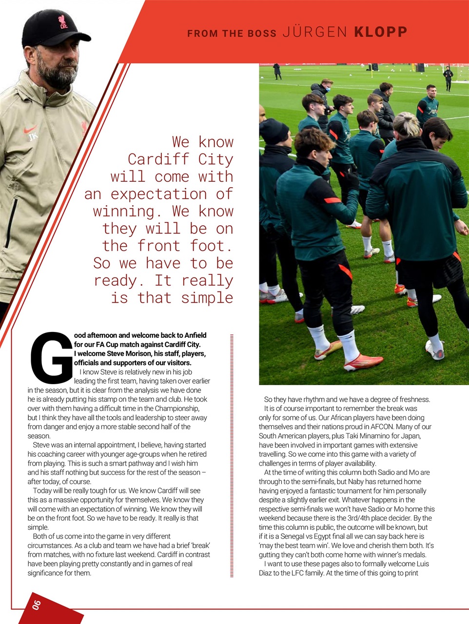 Liverpool FC Programmes Preview Pages