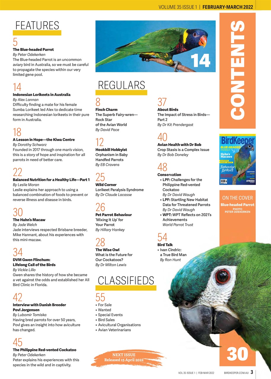 Australian Birdkeeper Magazine Preview Pages
