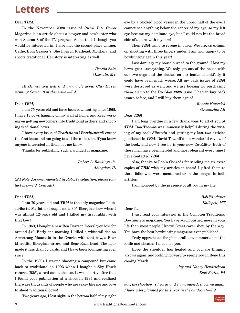 Traditional Bowhunter Magazine Preview Pages