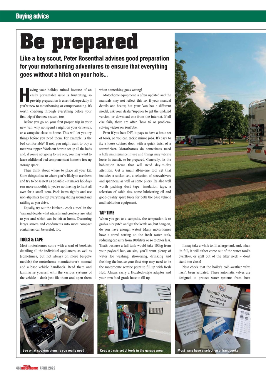 What Motorhome magazine Preview Pages
