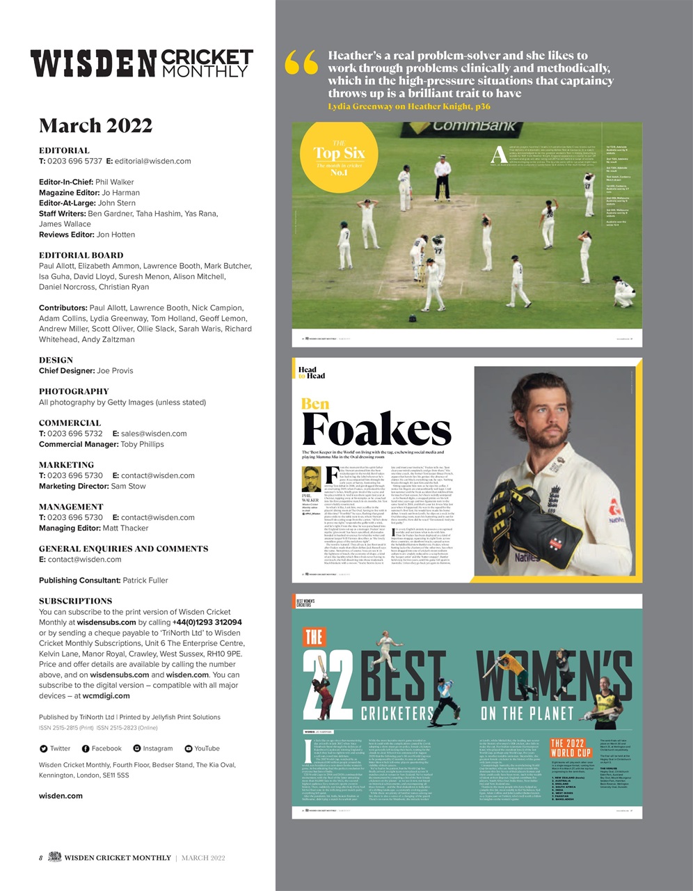 Wisden Cricket Monthly Preview Pages