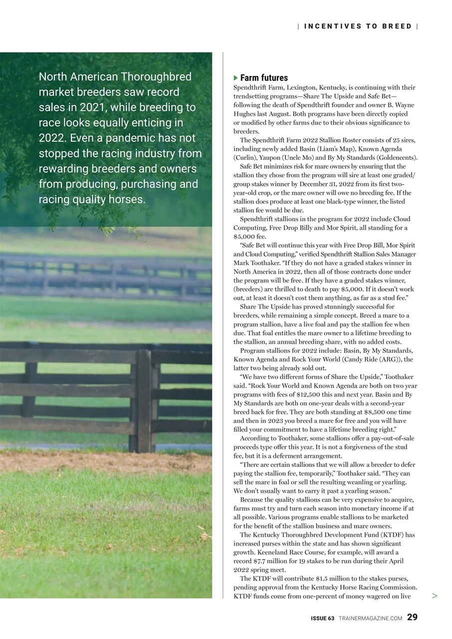 North American Trainer Magazine - horse racing Preview Pages