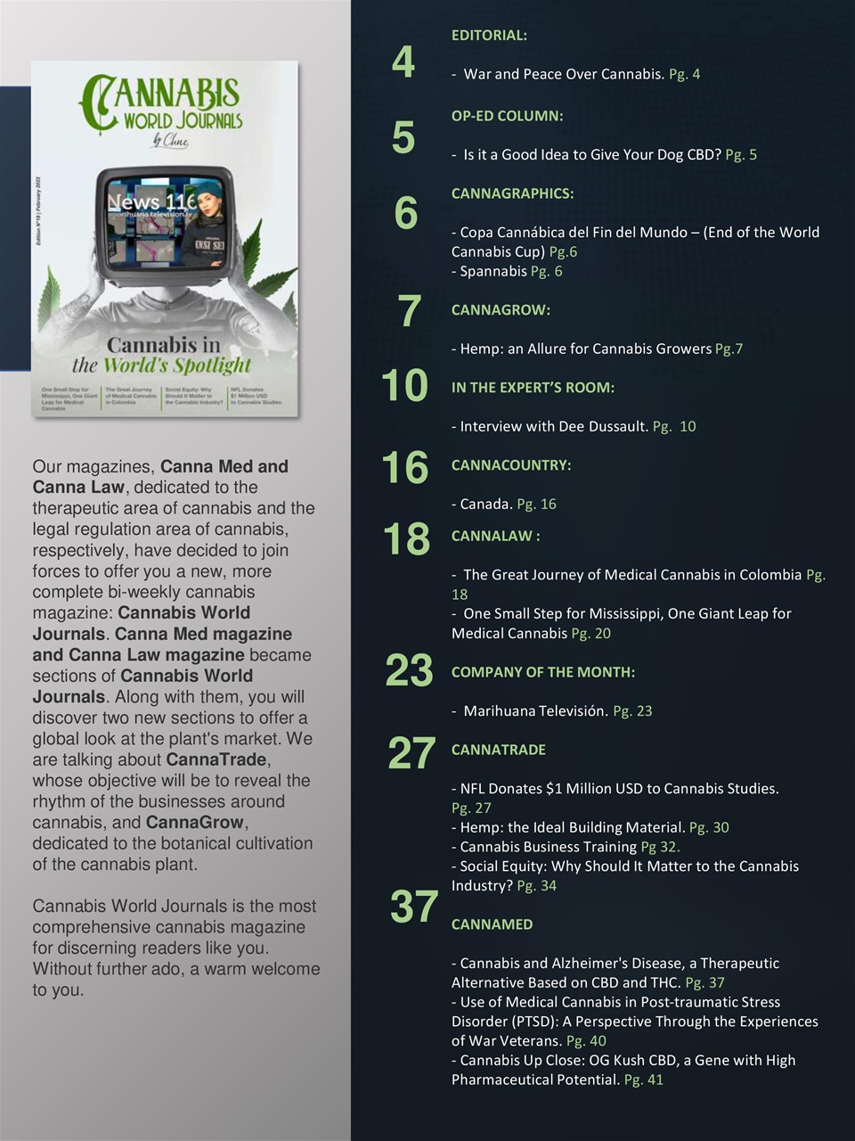Cannabis World Journals Preview Pages