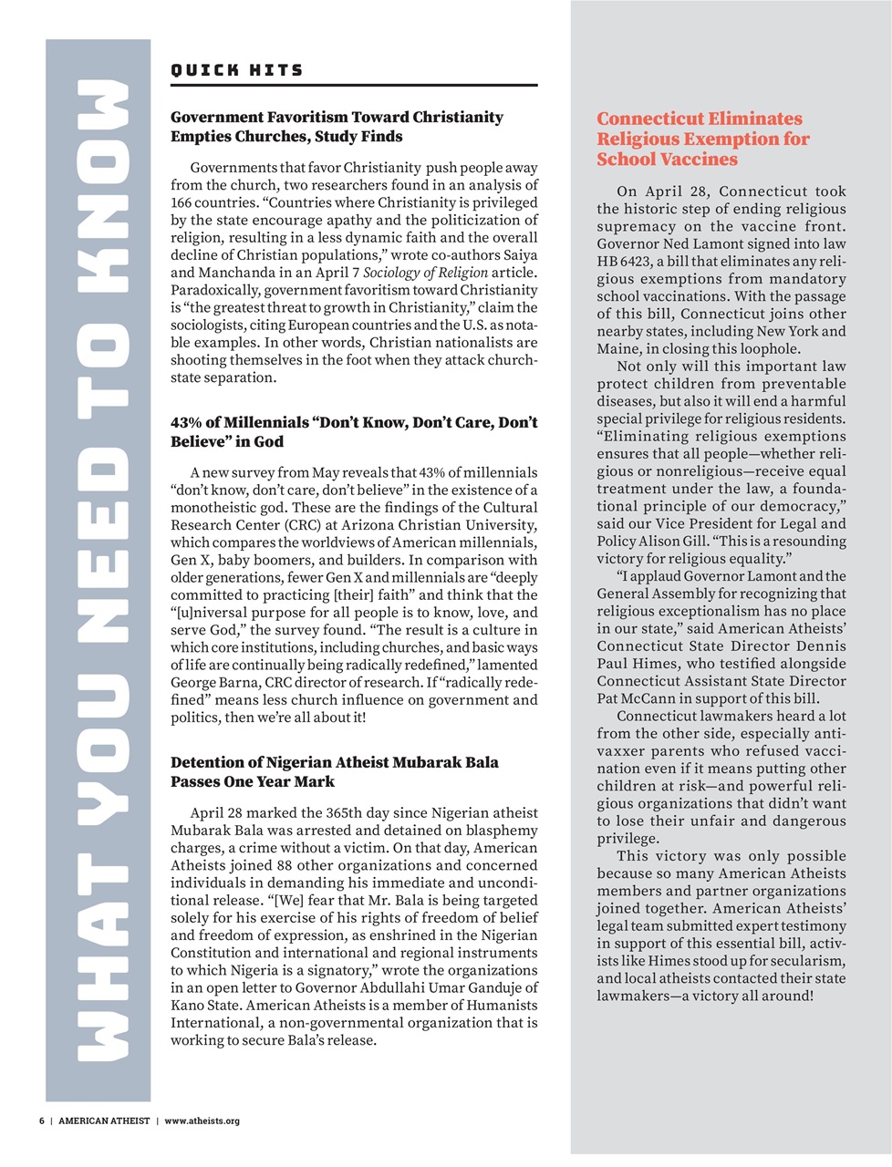 American Atheist Preview Pages