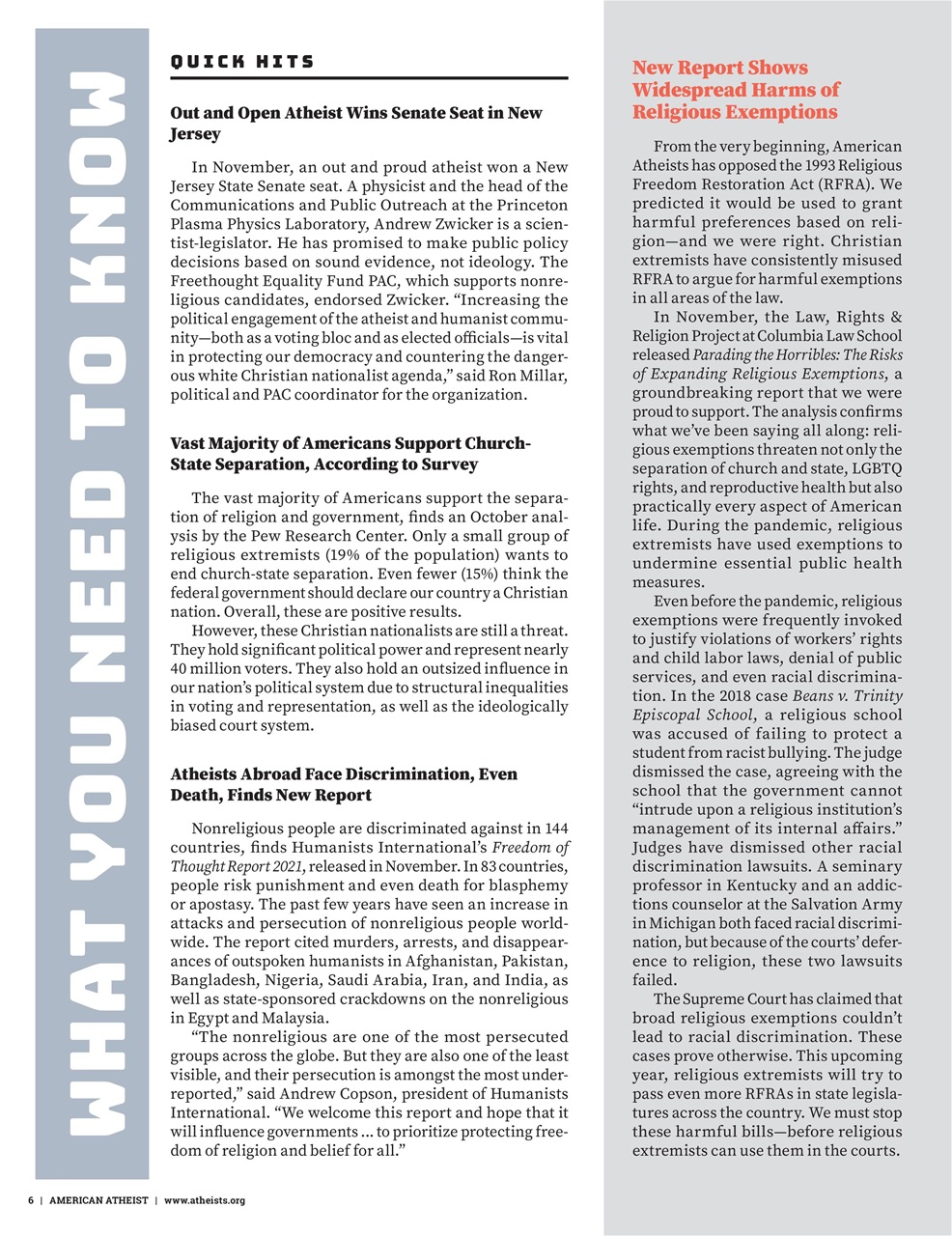 American Atheist Preview Pages