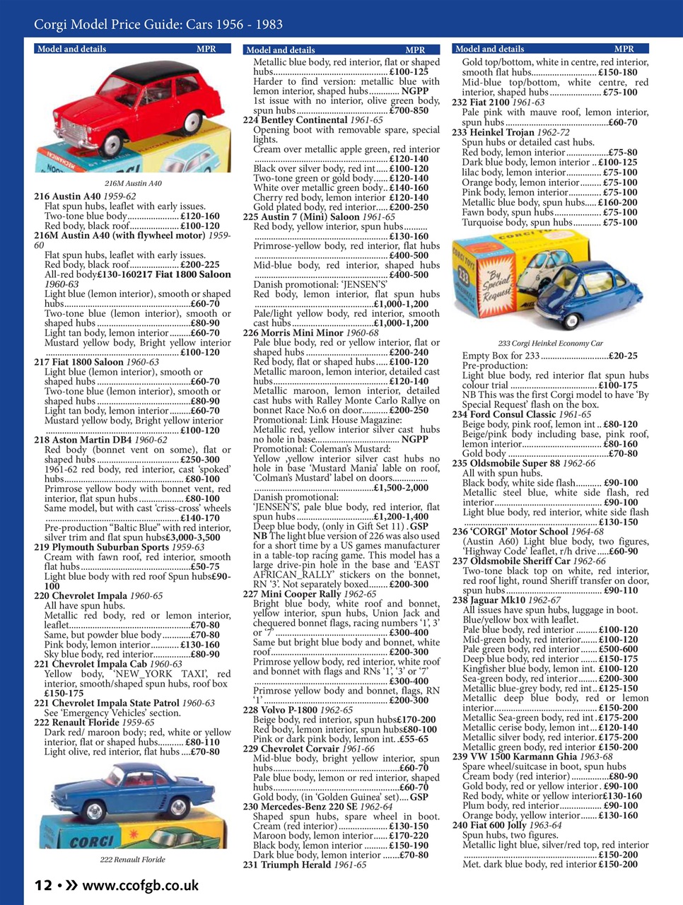 The Corgi Price Guide Preview Pages