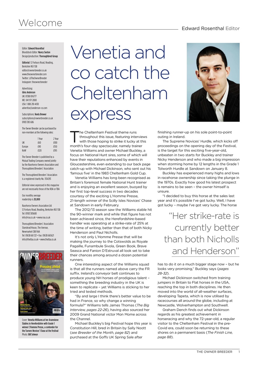 The Owner Breeder Preview Pages