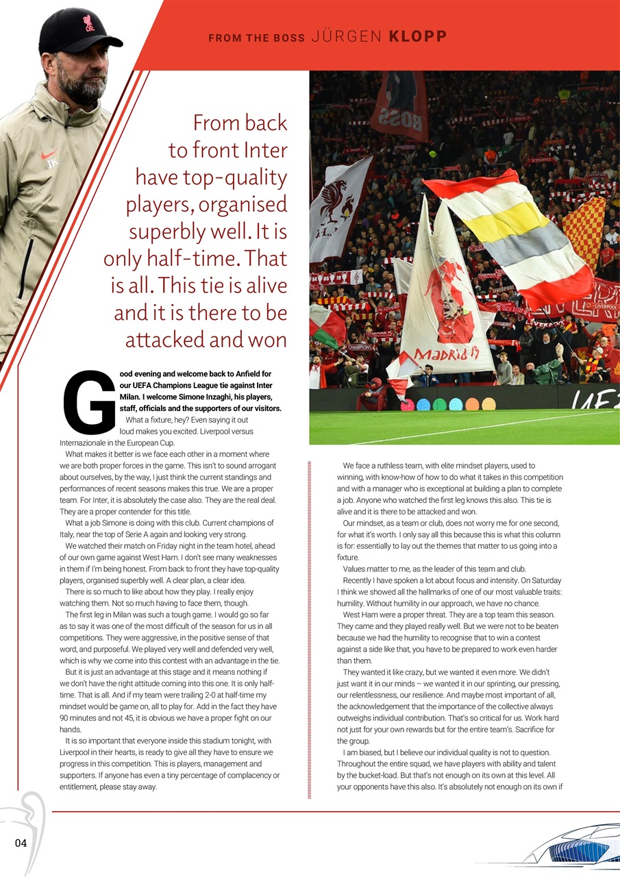 Liverpool FC Programmes Preview Pages