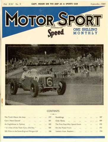 Motor Sport Magazine issue Motor Sport: September 1945