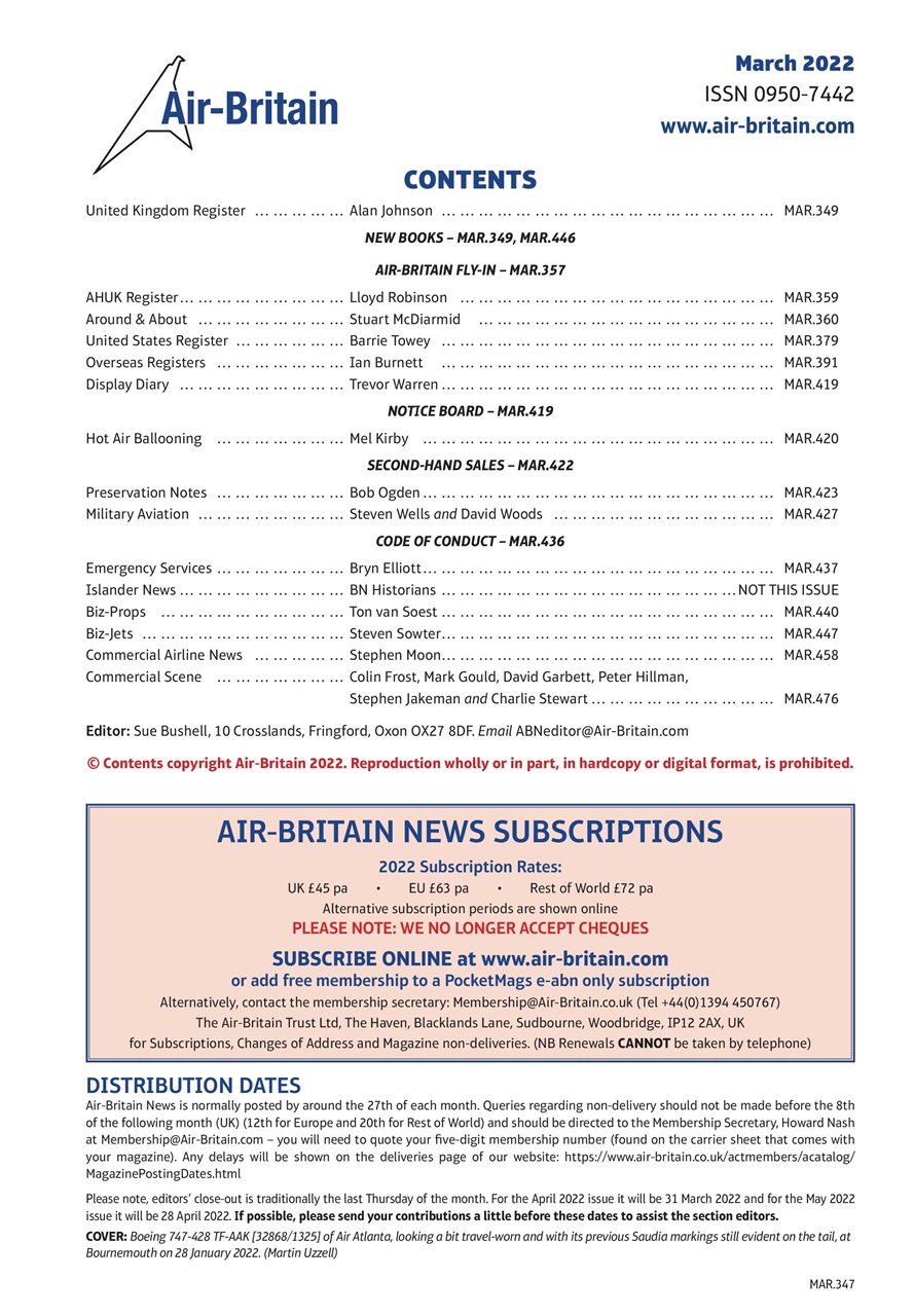 Air Britain News Preview Pages