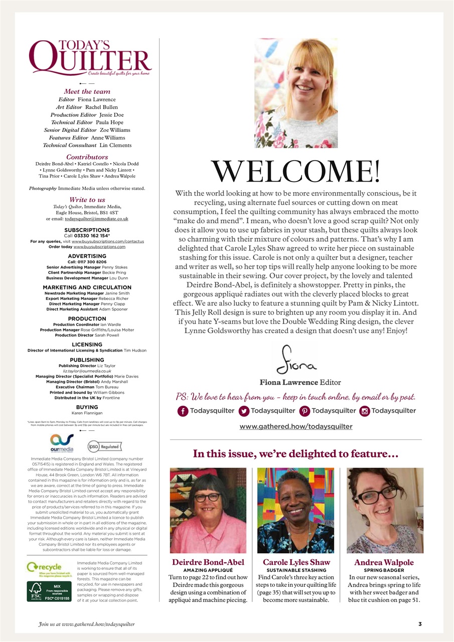 Today’s Quilter Preview Pages