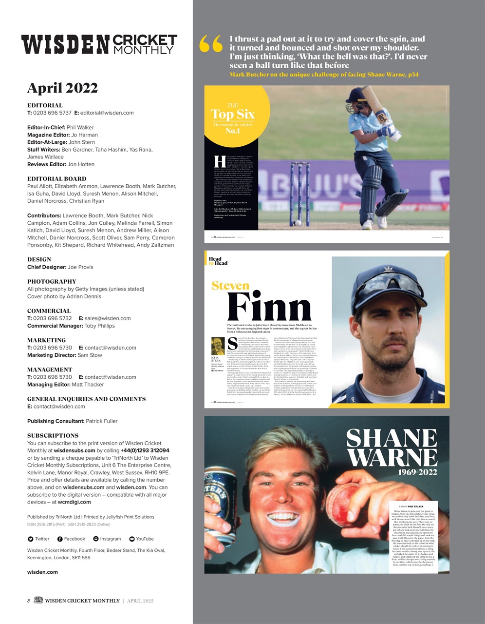 Wisden Cricket Monthly Preview Pages