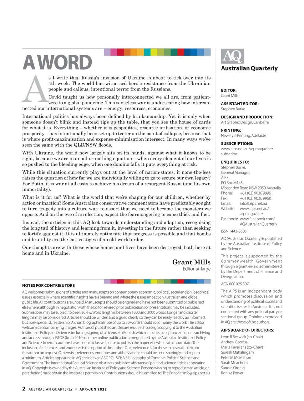 AQ: Australian Quarterly Preview Pages