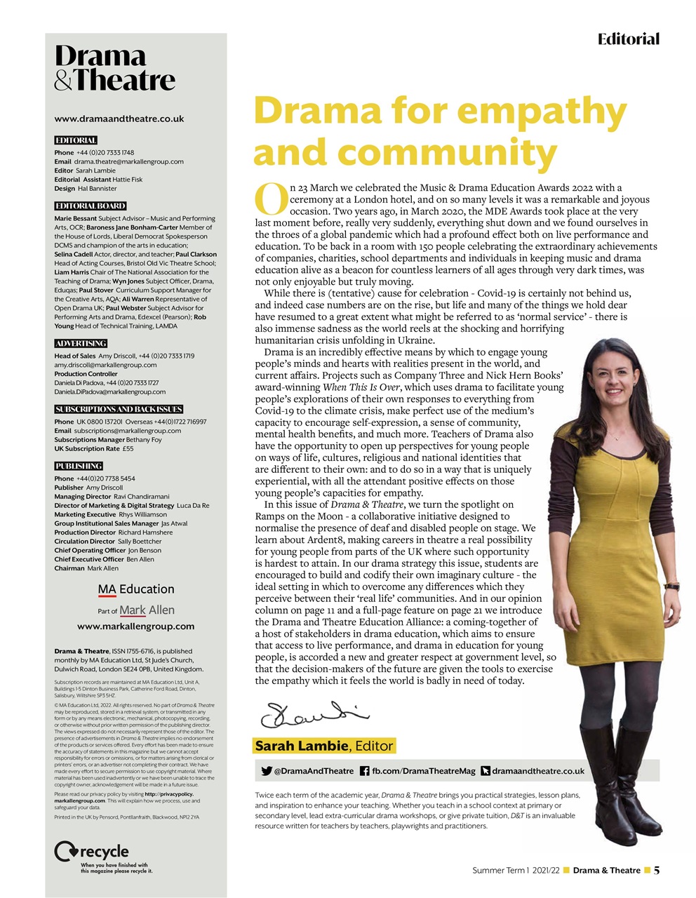 Drama and Theatre Preview Pages