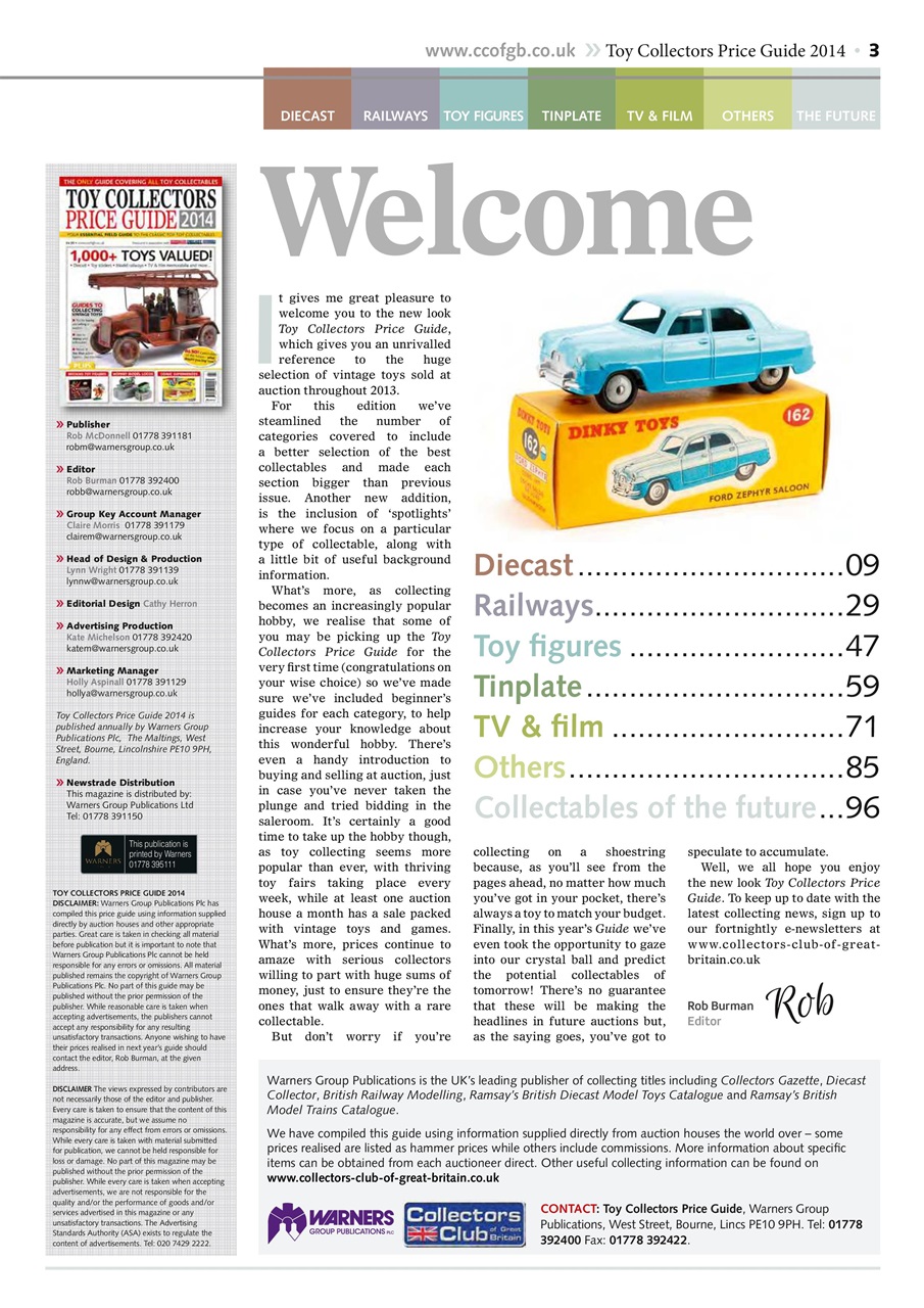 Toy Collectors Price Guide Preview Pages