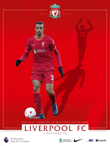 Liverpool FC Programmes issue vs Watford 21/22
