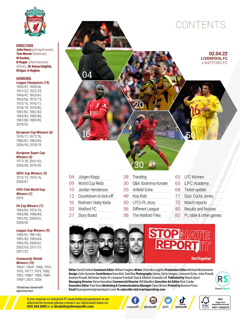 Liverpool FC Programmes Preview Pages