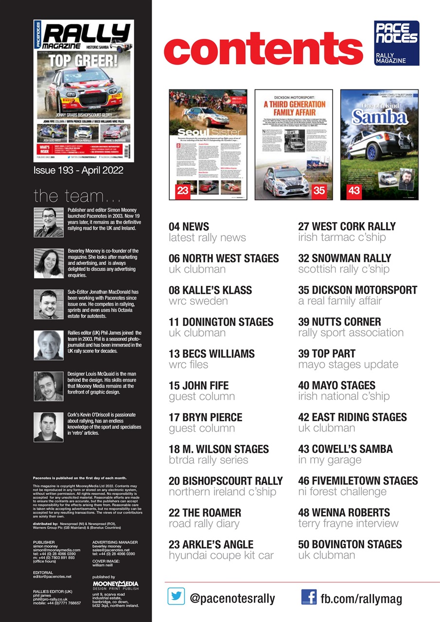 Pacenotes Rally magazine Preview Pages