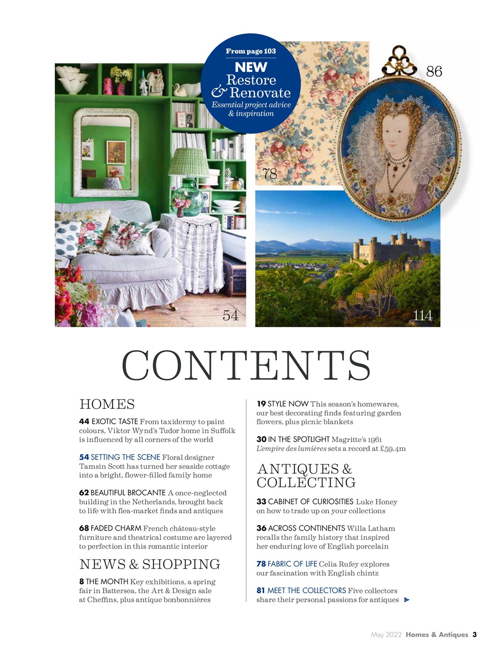 Homes & Antiques Magazine Preview Pages