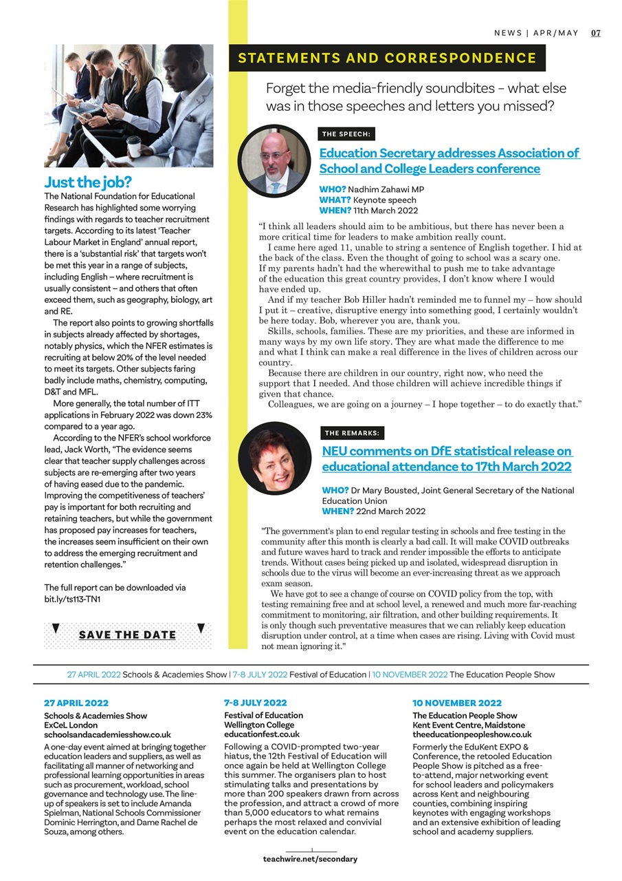 Teach Secondary Preview Pages