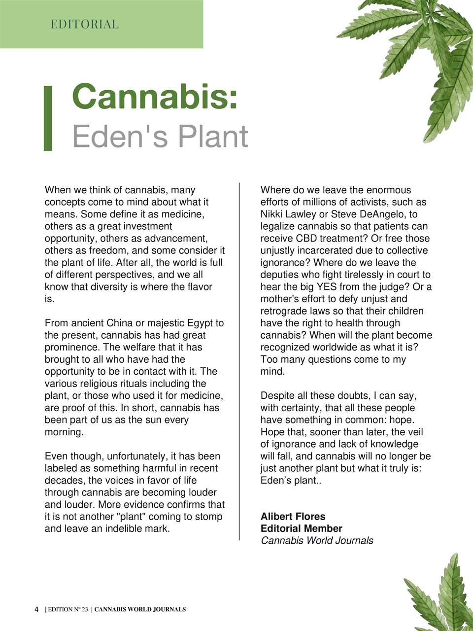 Cannabis World Journals Preview Pages