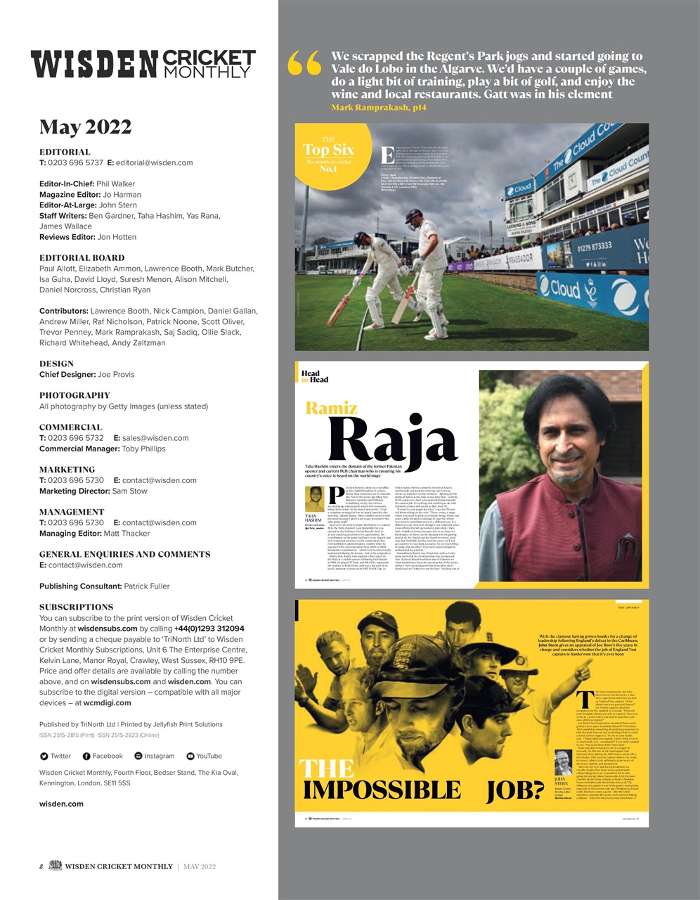Wisden Cricket Monthly Preview Pages