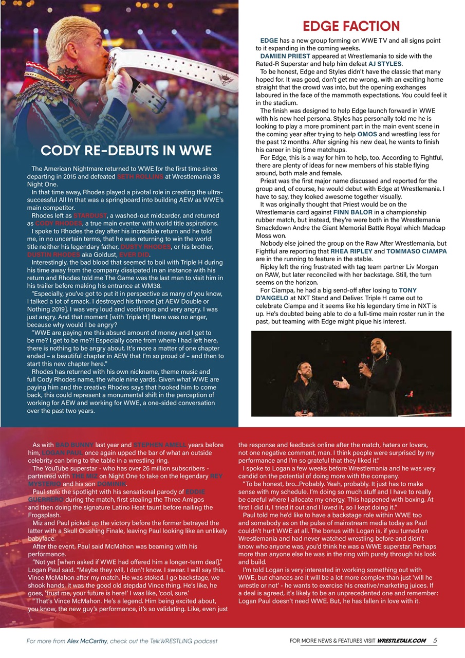 Wrestletalk Magazine Preview Pages