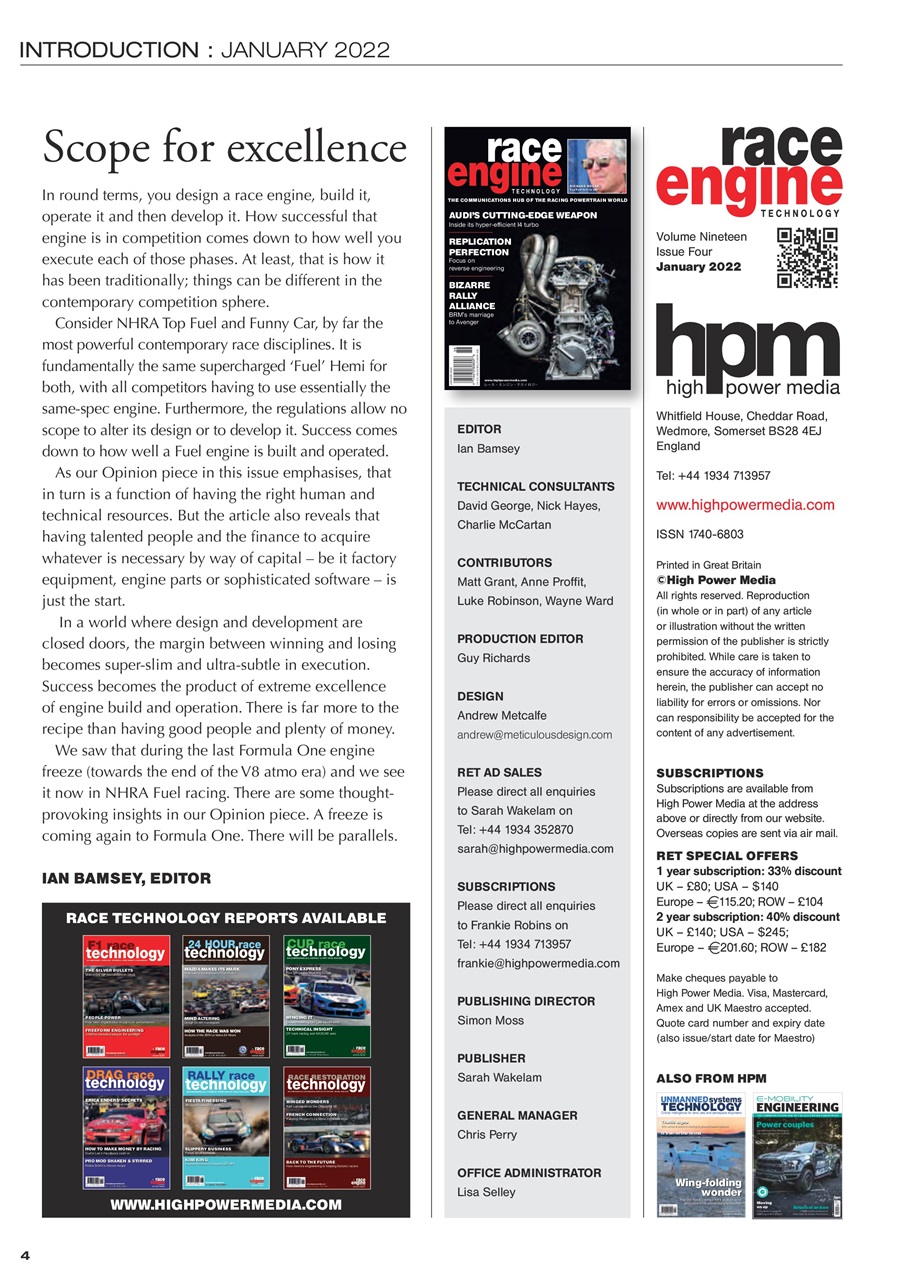 Race Engine Technology Preview Pages