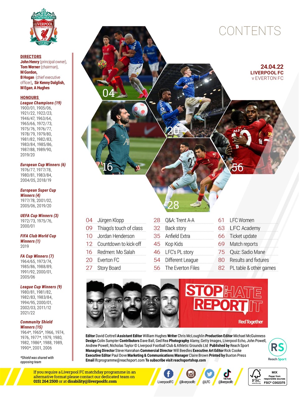 Liverpool FC Programmes Preview Pages