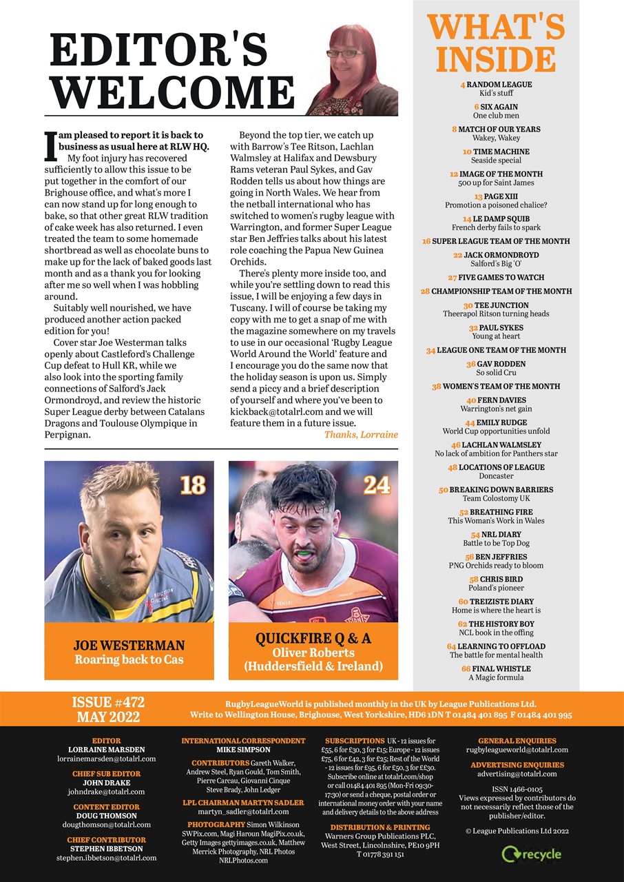 Rugby League World Preview Pages