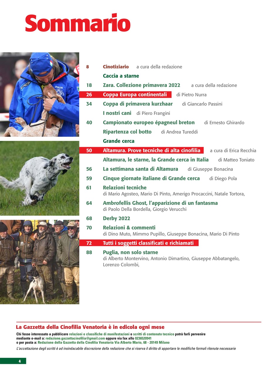 La Gazzetta Della Cinofilia Venatoria Preview Pages