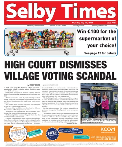 Selby Times issue Thursday, May 5th