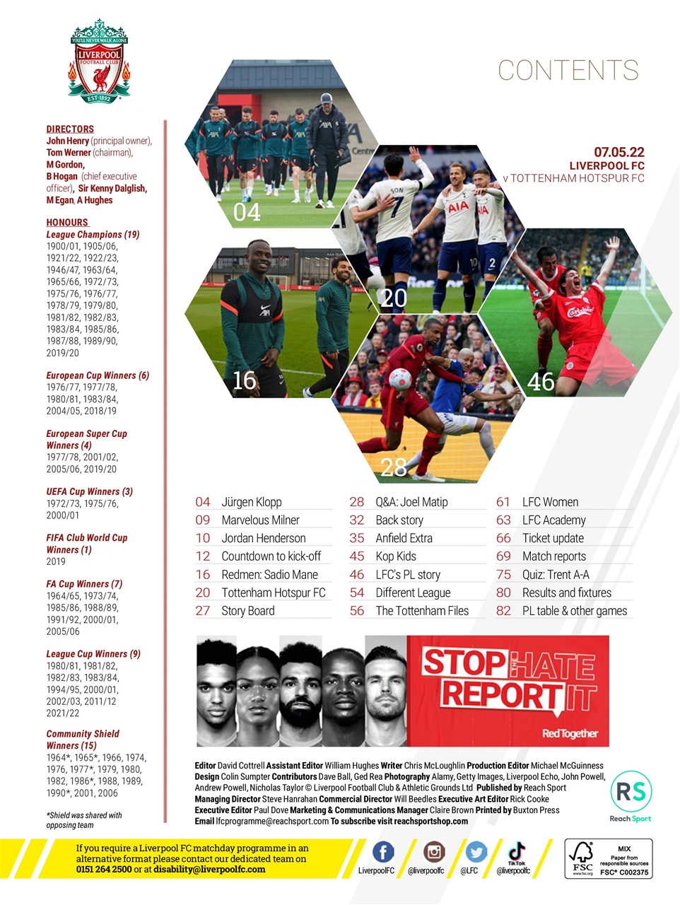 Liverpool FC Programmes Preview Pages
