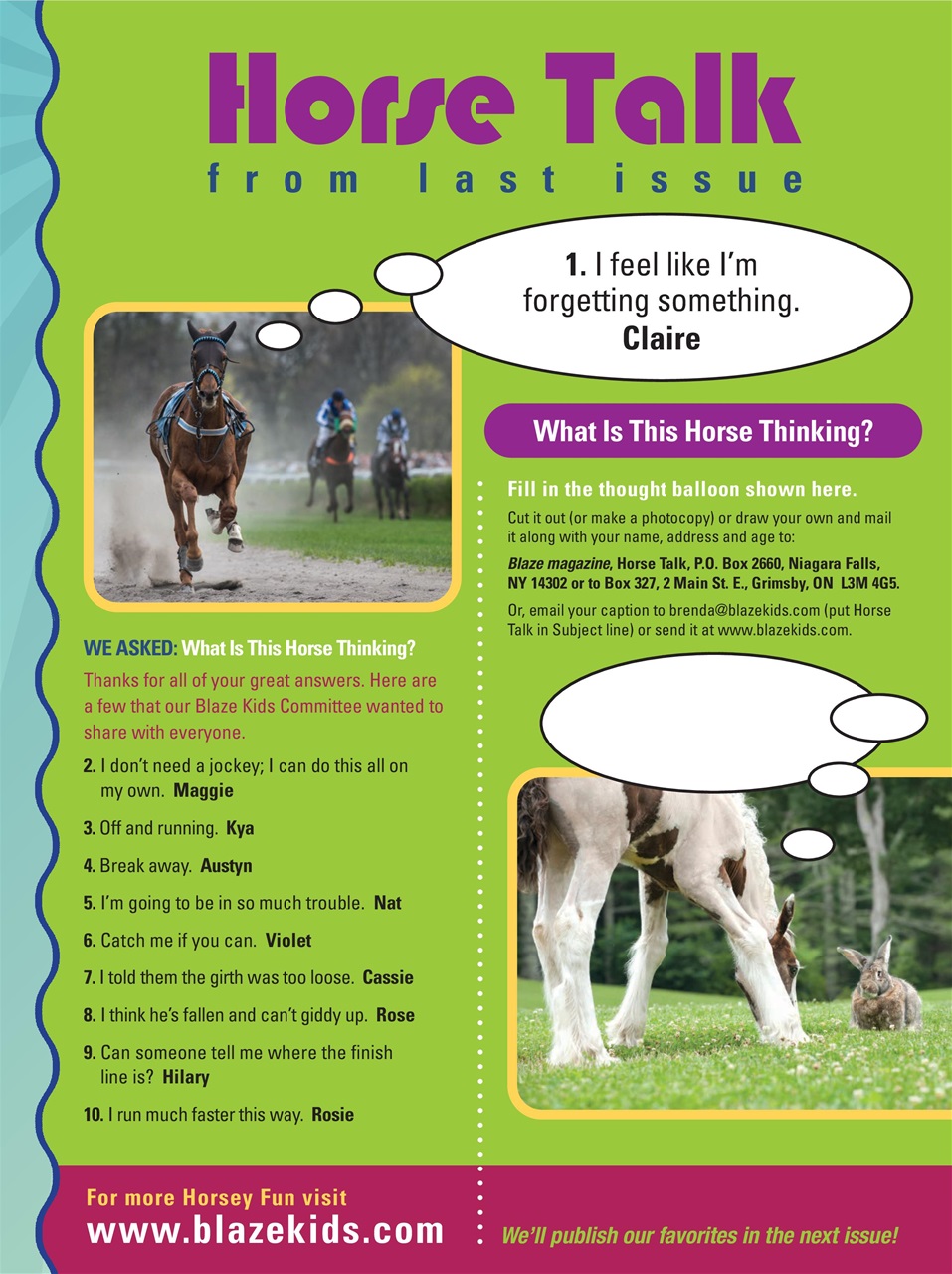 Blaze Magazine For Horse Crazy Kids Preview Pages