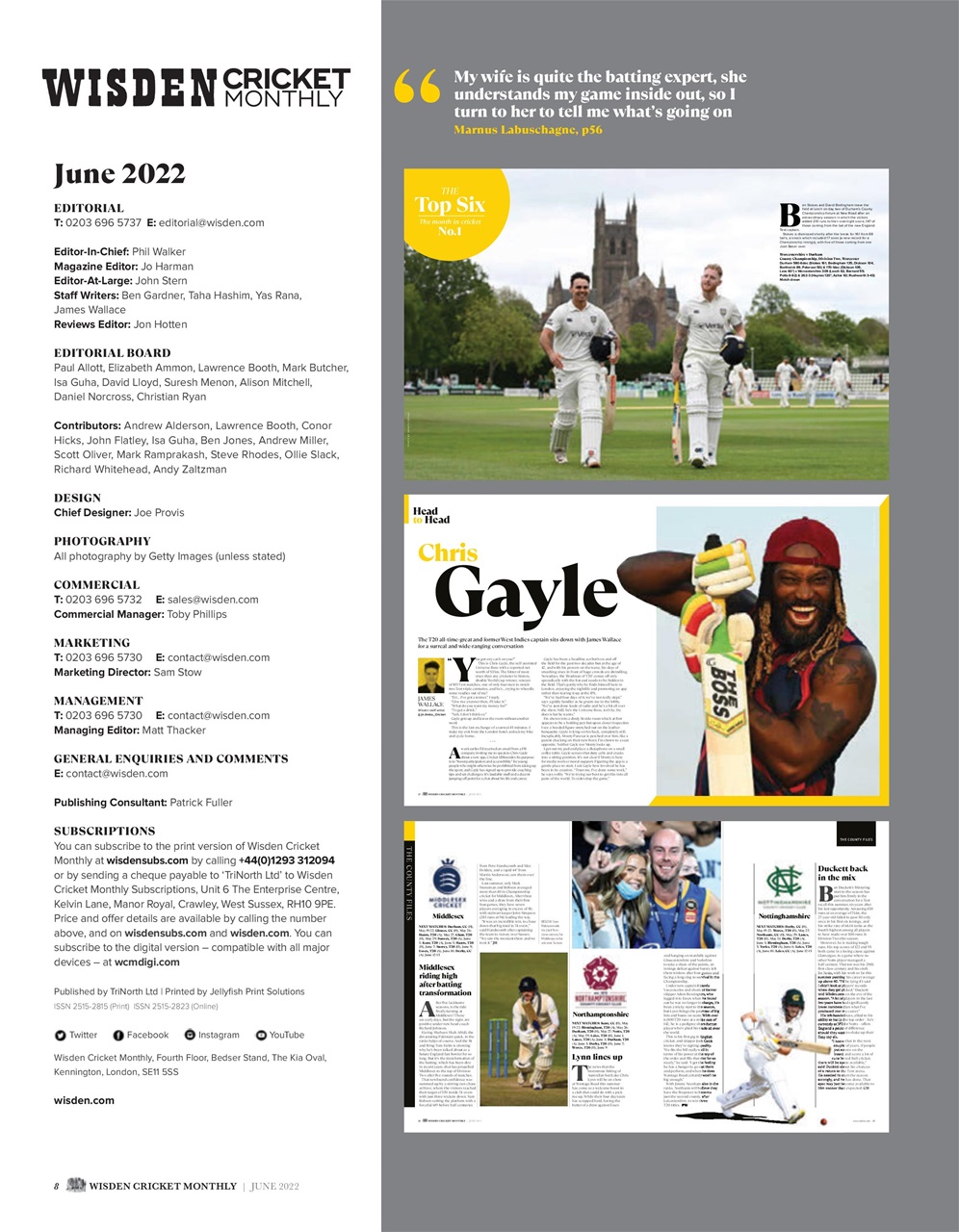 Wisden Cricket Monthly Preview Pages