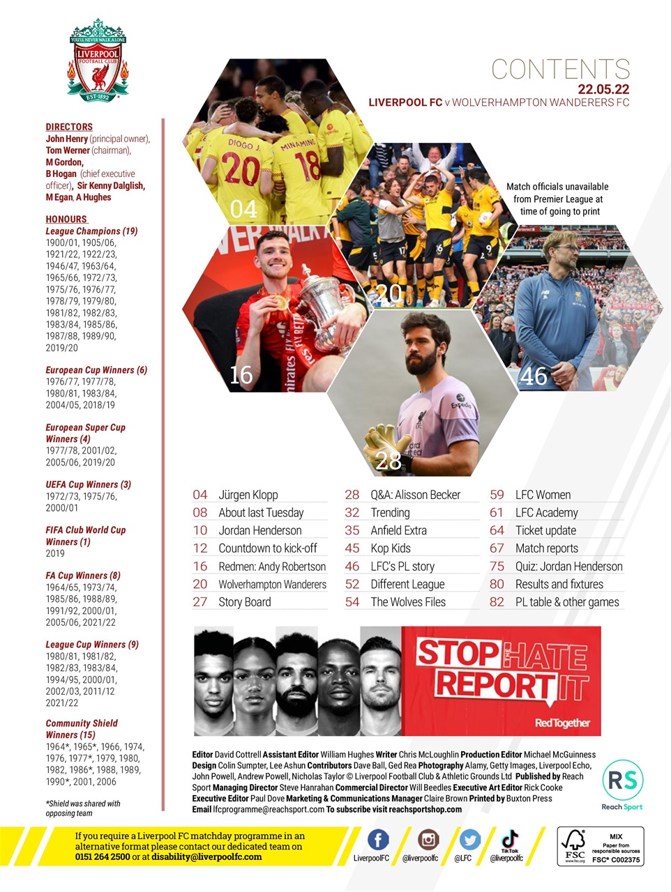 Liverpool FC Programmes Preview Pages