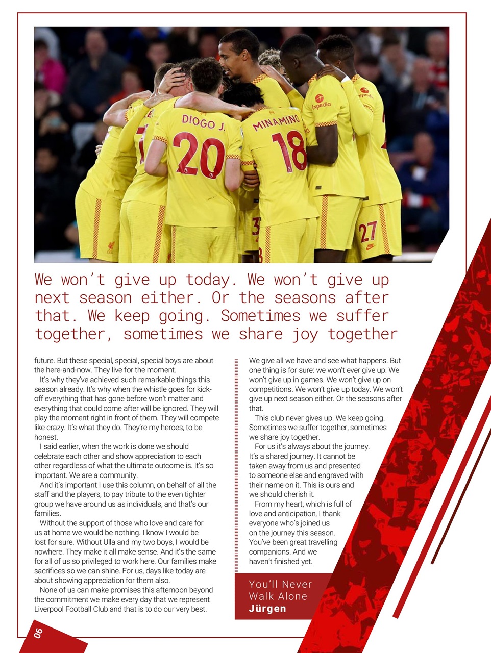 Liverpool FC Programmes Preview Pages