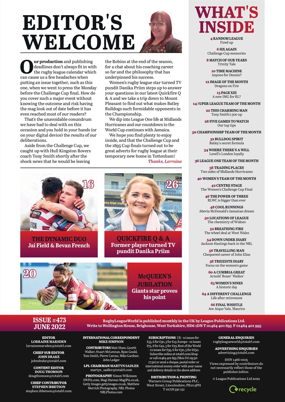 Rugby League World Preview Pages