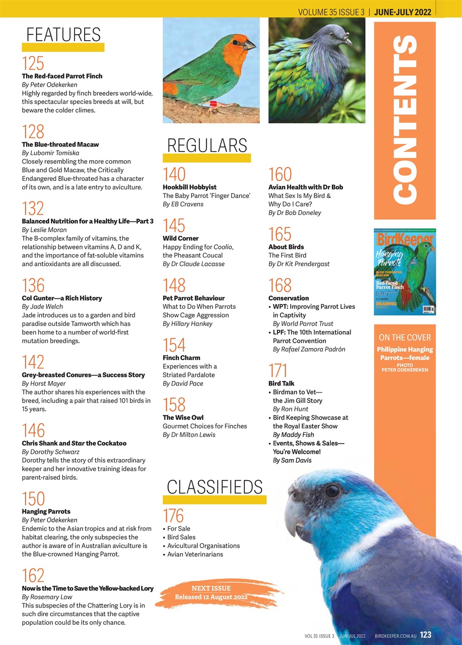 Australian Birdkeeper Magazine Preview Pages