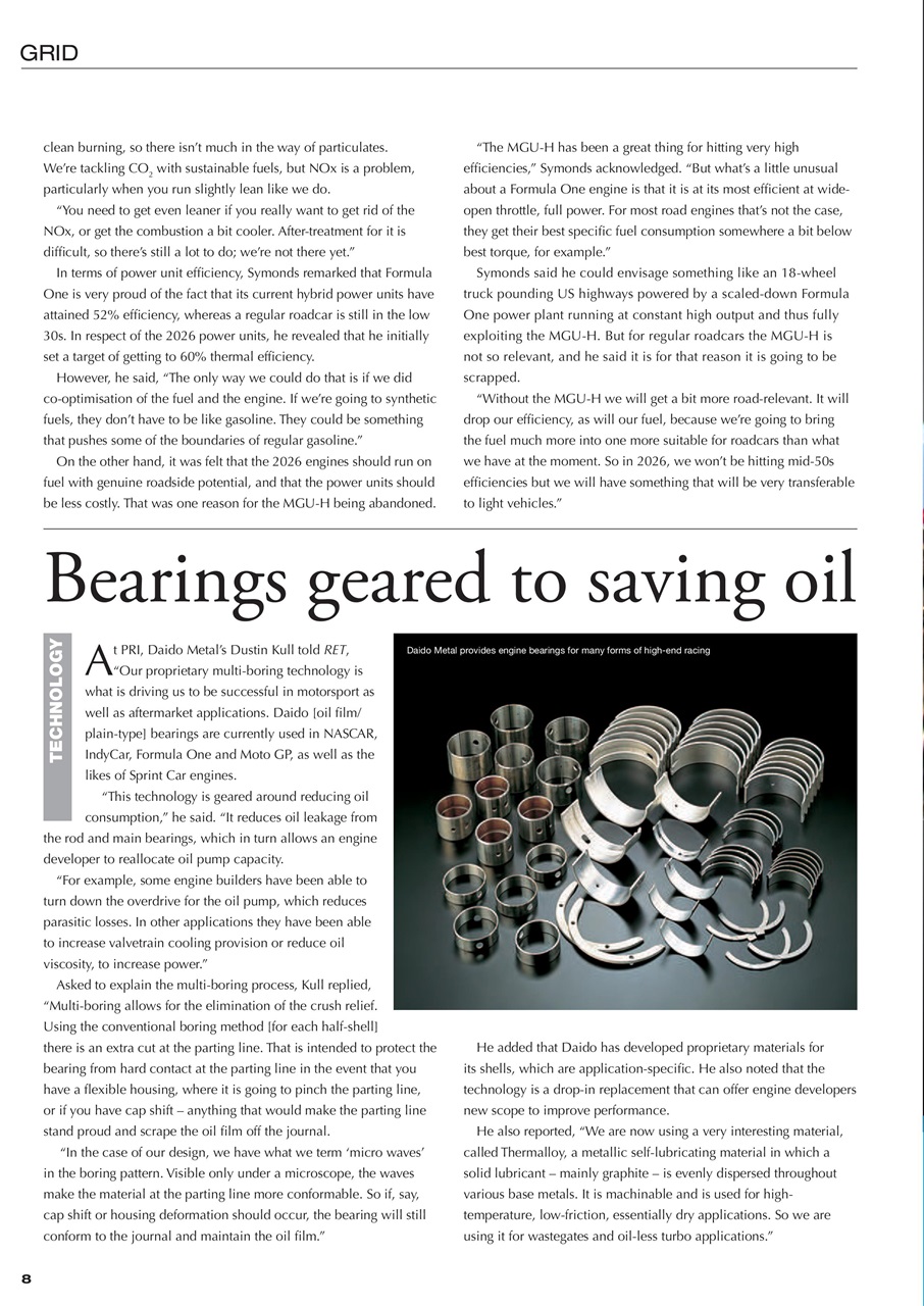 Race Engine Technology Preview Pages